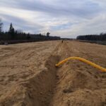 28 stycznia km 599+700 przygotowanie GWN budowa drenażu w pasie dzielącym