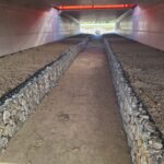 13.10.2025  obiekt PZM13 wykonano umocnienie gabionami cieku pod obiektem