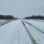 18 lutego km 599+700’ uciąglenie nawierzchni na PZM-13L(L, P) wykonano urządzenia BRD całość w śnieżnej szacie