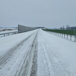 18 lutego km 601+500’ wykonano nawierzchnię C35_45 pas rozdziału pobocza i urządzenia BRD całość w śnieżnej szacie oraz ek